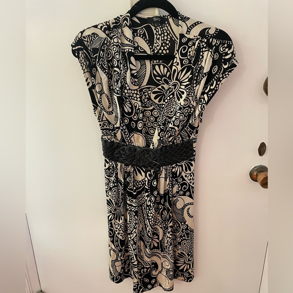 Sky silk leather dress